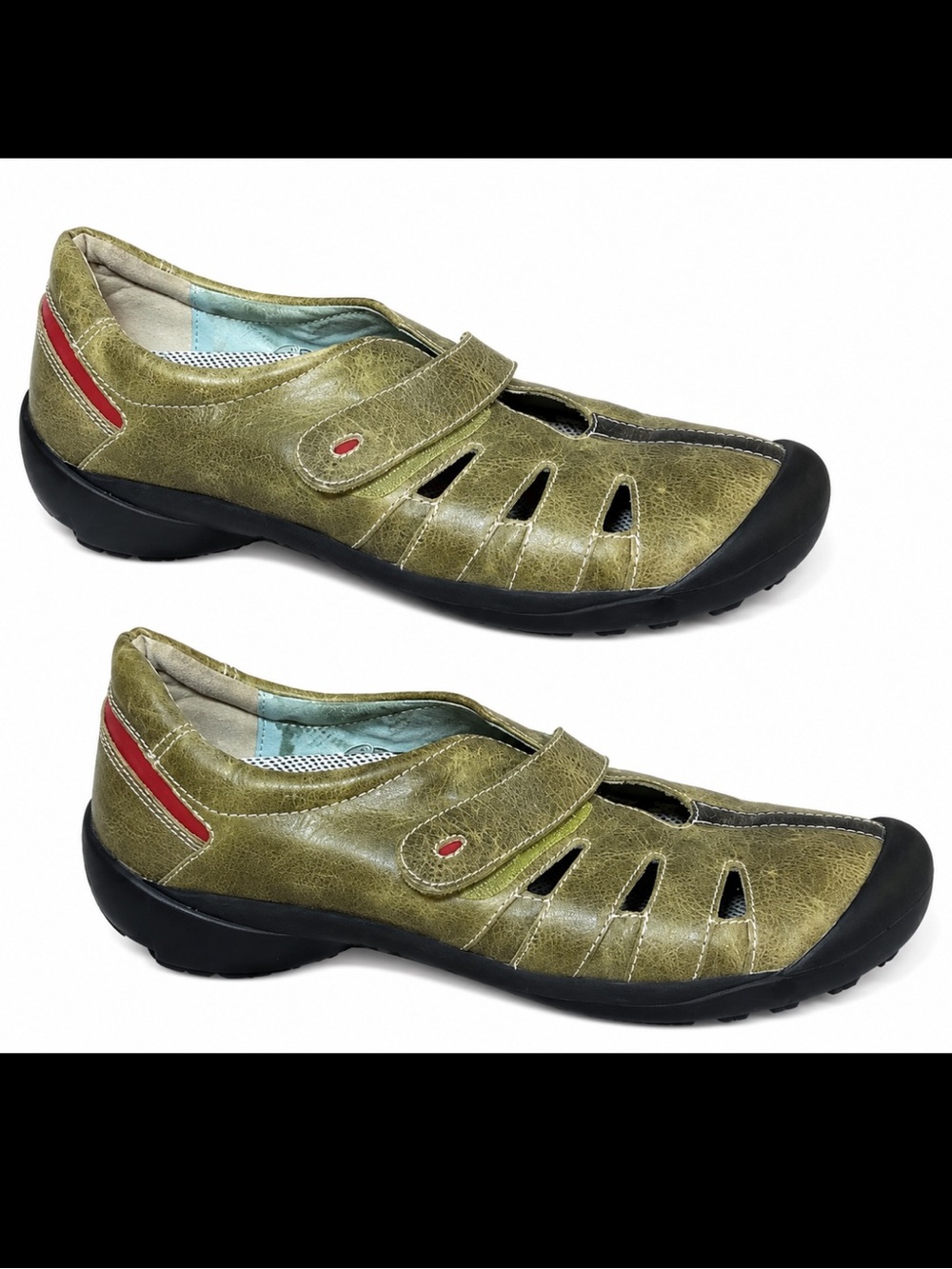 Wolky Green Leather Trail Hiking Comfort Walking Travel Gorpcore Shoes EU 39